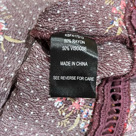 Knot Sisters Maroon Floral Flowy Dress Women’s Large - Picture 5 of 5